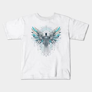 Digital Seraph: Futuristic Angel Kids T-Shirt